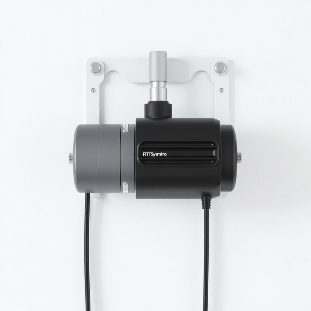 <Somfy Synchro RTS motorunun bir perde sistemine montajlı